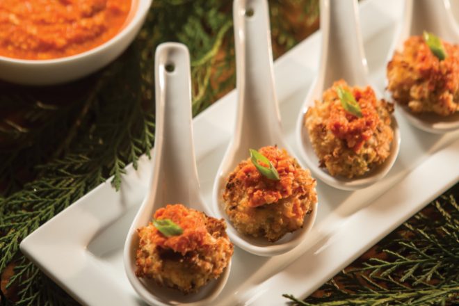 Mini Crab Cakes with Smoky Romesco Sauce