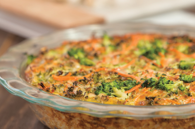Cauliflower Parmesan Crusted Quiche