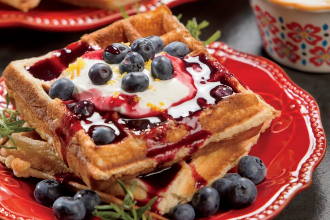 Blueberries and Cream Waffles