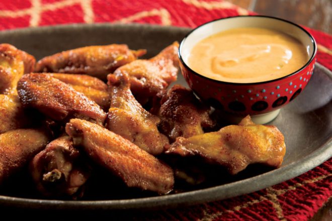 Smoky Wings with Pumpkin Chili Dip