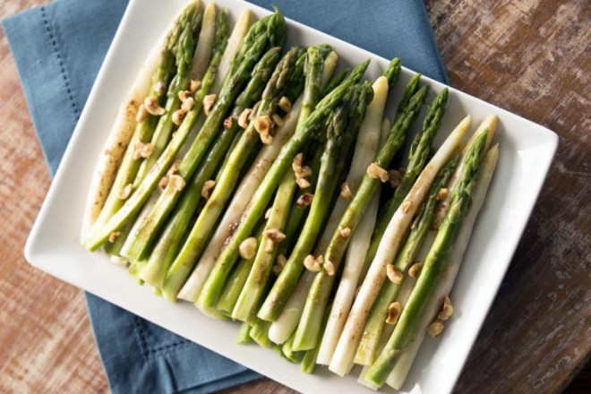 Brown Butter Asparagus with Hazelnuts