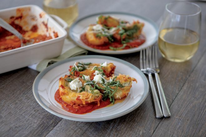 Pesto Cheese-Stuffed Shells